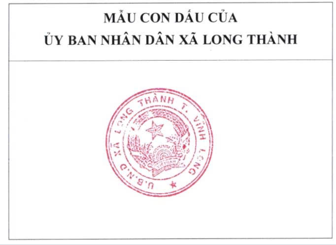 THÔNG BÁO VỀ MẪU CON DẤU CỦA ỦY BAN NHÂN DÂN XÃ LONG THÀNH